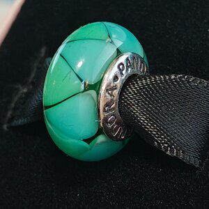 Authentic Pandora Retired Captivating Green Murano Glass Charm 790636